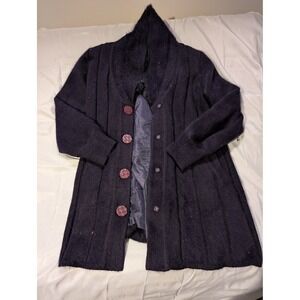 Venesha Womens M Angora Hair Blend Purple Sweater Coat Jacket Button Front